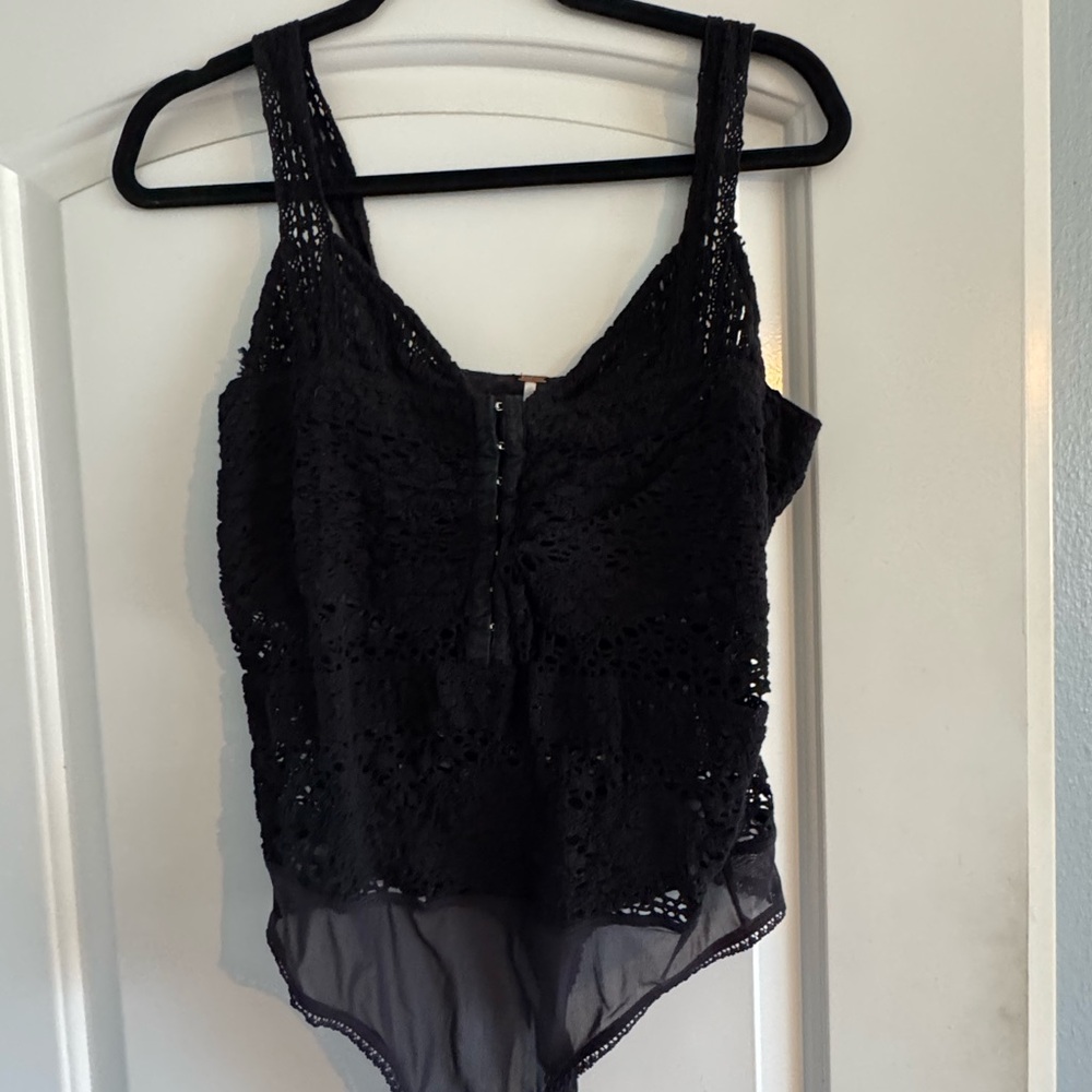 Free People Black Lace Bodysuit